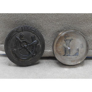 Antique Horse Buttons Rosettes Gutta Percha Horseshoe & Glass Letter L